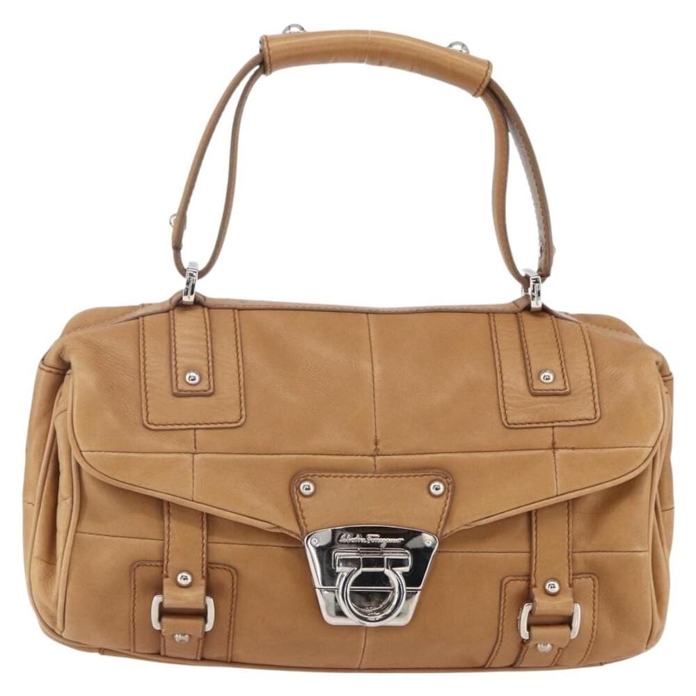 Salvatore Ferragamo Leather Gancini Handbag Brown